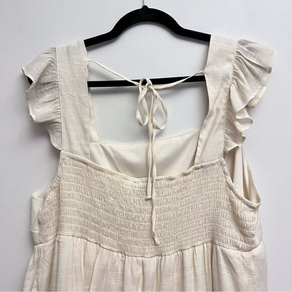 As U Wish Flutter Sleeve Pastel Colorblock Smocked Full Skirted Mini Dress 2X - Picture 3 of 8